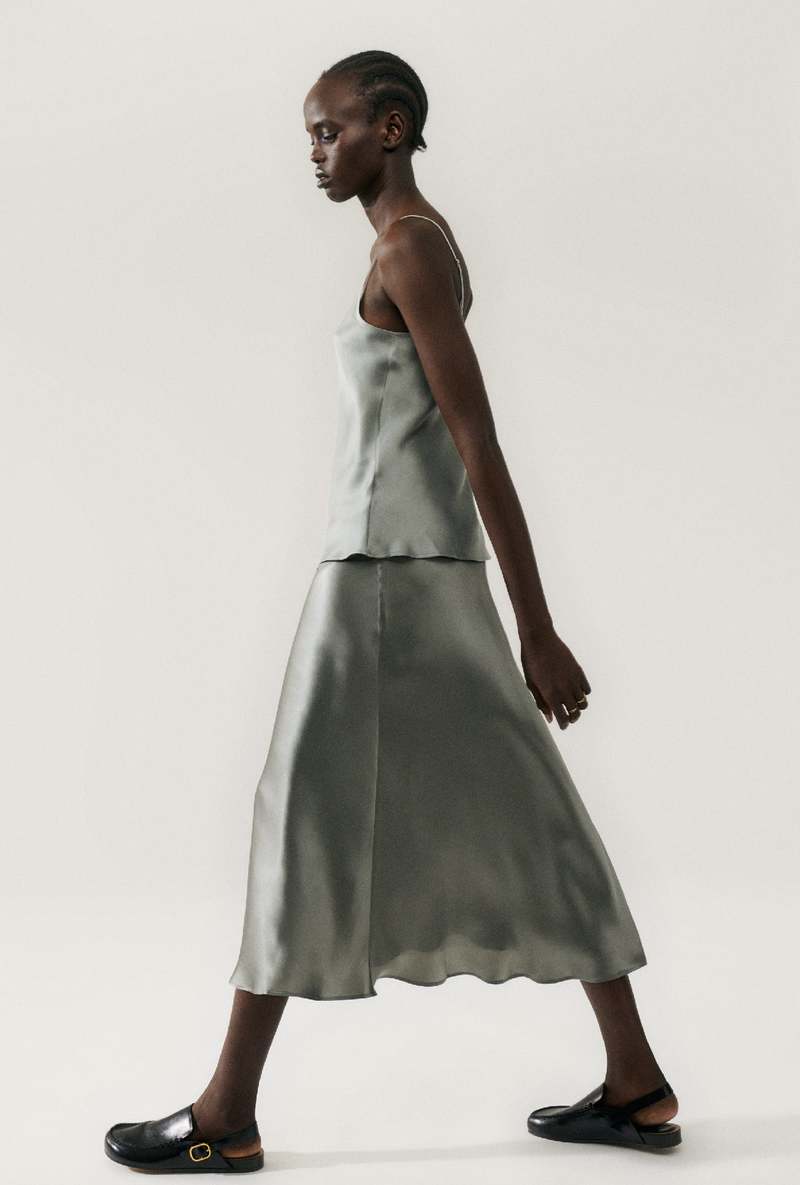 Silk Laundry LONG BIAS CUT SKIRT - MOON