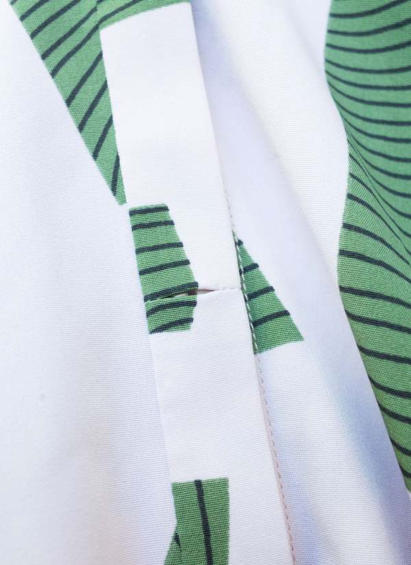 KAAREM  Annato Long Sleeve Button-Up Collar Shirt Unisex Green La Gang Leaf Print - Multi