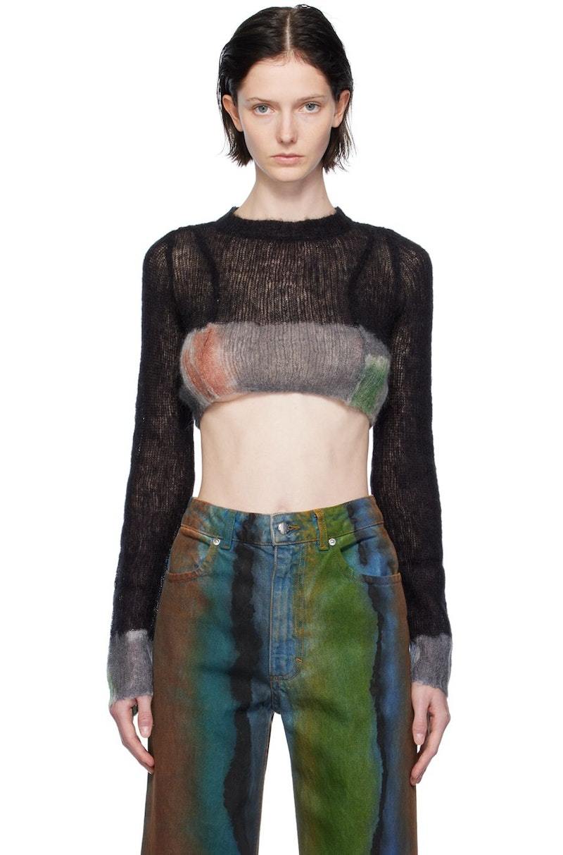 Eckhaus Latta Gray Composition Sweater | Garmentory
