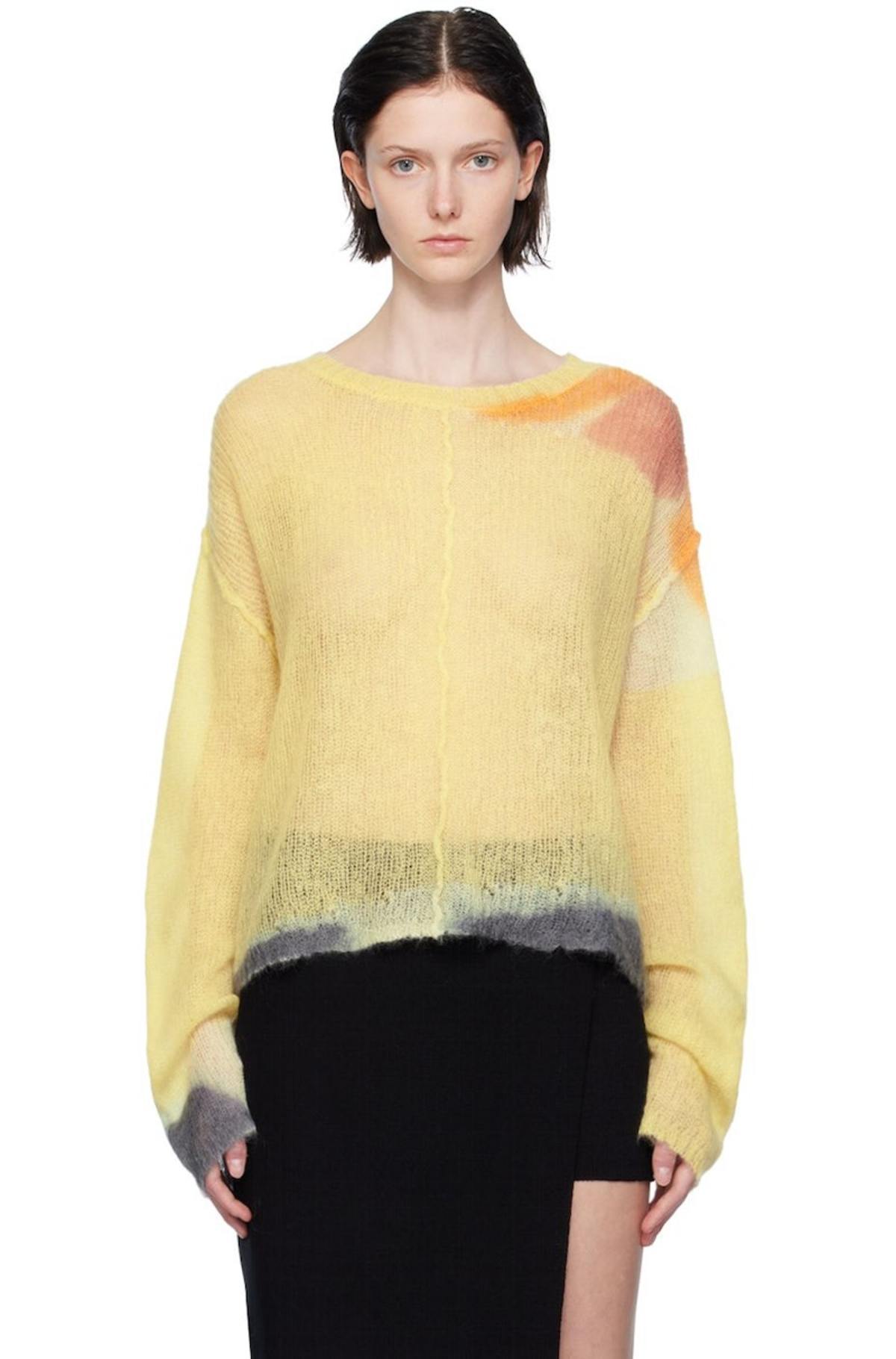 Eckhaus Latta Yellow Composition Sweater | Garmentory