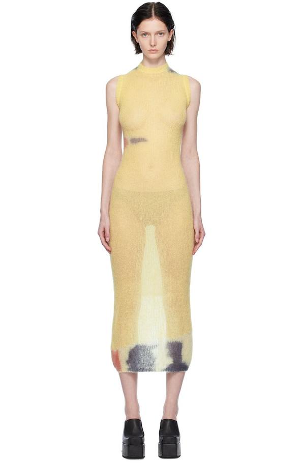 Eckhaus Latta Yellow Composition Midi Dress | Garmentory Eckhaus Latta Yellow Composition Midi Dress | Garmentory