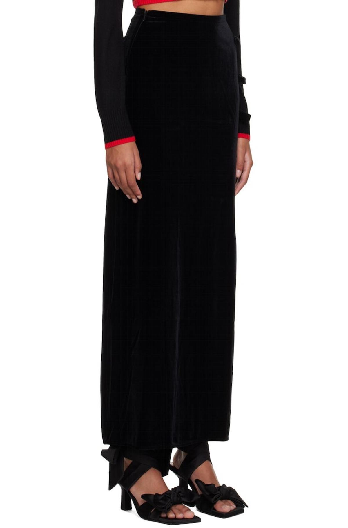 GANNI Black Bow Maxi Skirt | Garmentory