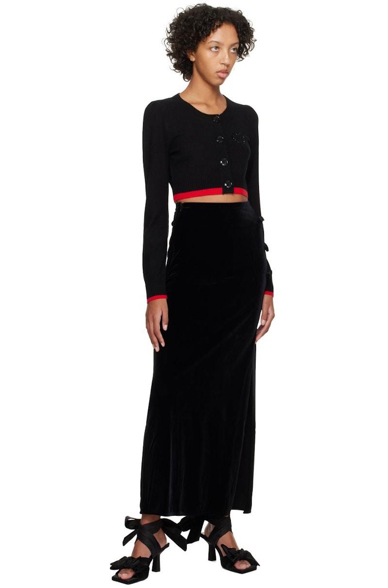 GANNI Black Bow Maxi Skirt | Garmentory