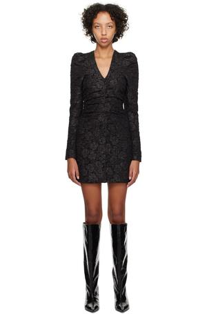 knee length dresses for ladies Ganni BLACK BOTANICAL JACQUARD OPEN-BACK MINI DRESS  Shop at the Mix