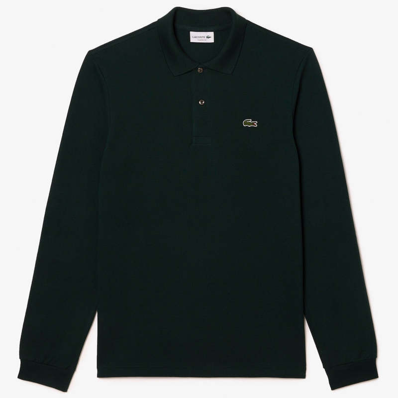 LACOSTE Long Sleeve Cotton Polo YZP Green Garmentory