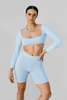 Gil Rodriguez El Tigre Chiquito Long Sleeve Crop Top - Baby Blue - Thumbnail 1