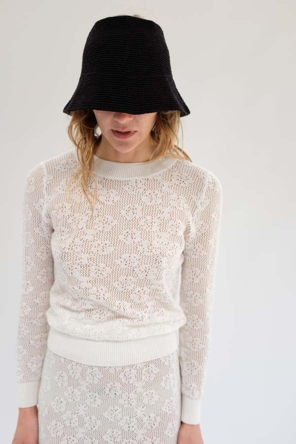 Beklina Crochet Topless Bucket Hat | Garmentory display picture 1