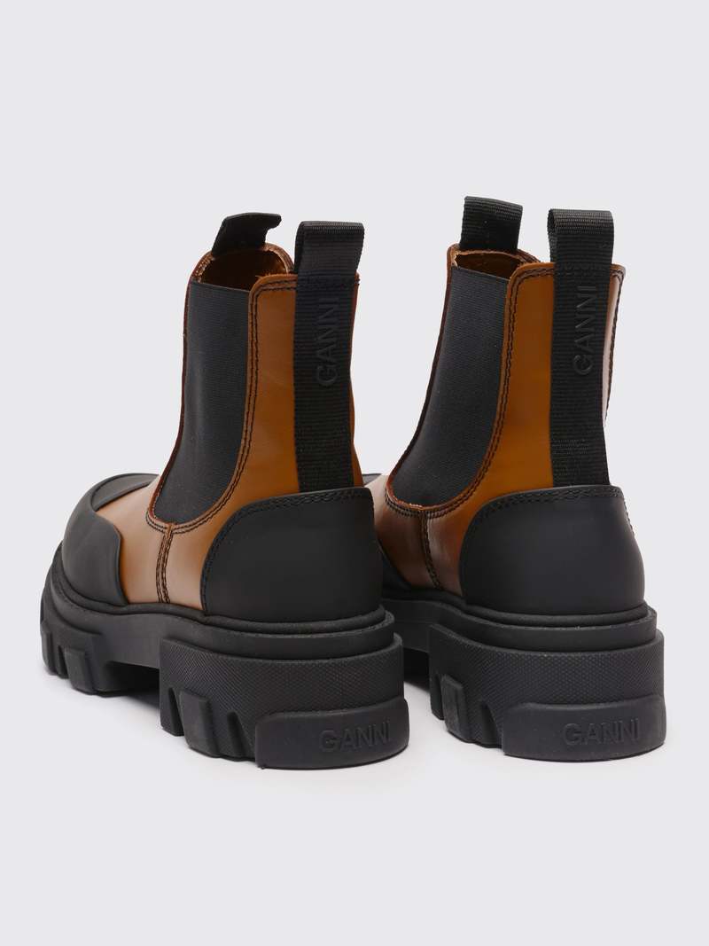 Ganni Cleated Low Chelsea Boot - Tiger's Eye | Garmentory