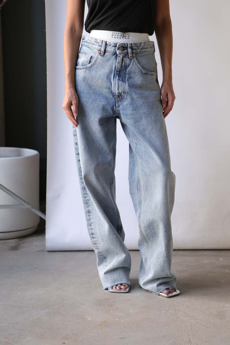 MM6 Maison Margiela Layered Jeans - Light Indigo | Garmentory