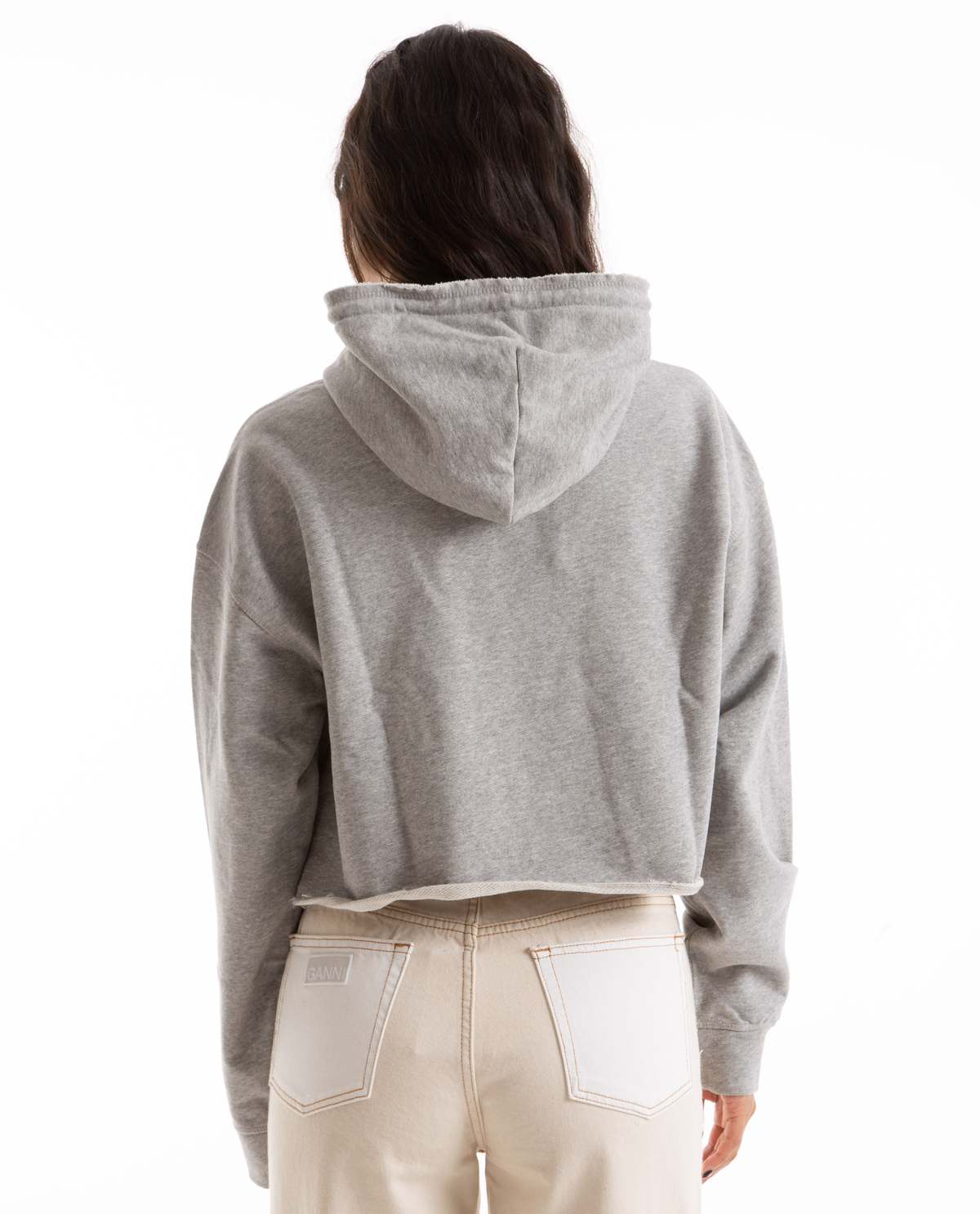 Ganni Isoli Cropped Oversized Hoodie - Gray | Garmentory