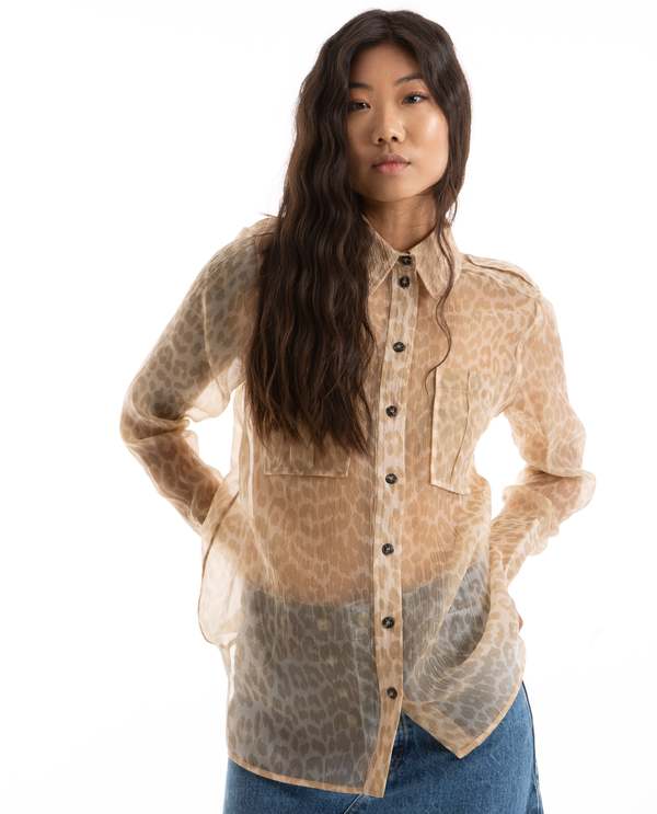 GANNI Organza Shirt ブラウン Ganni Organza Shirt - TAN | Garmentory