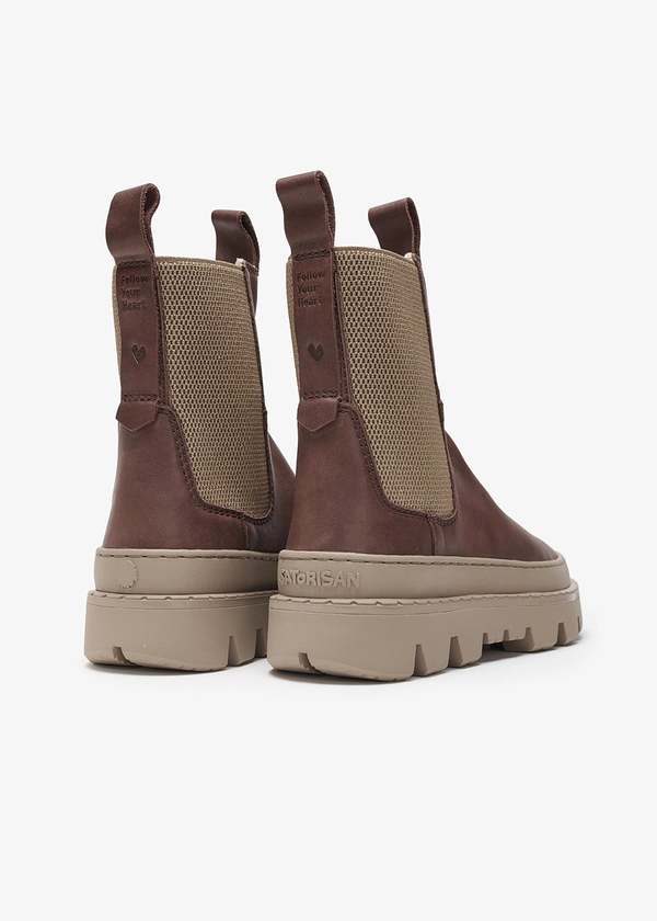 Satorisan - Unalome Elastics Premium - Enkel Laarzen - Vintage Leer Boot - Kleur Mid Brown - Maat 36 - Comfortabel en Duurzaam