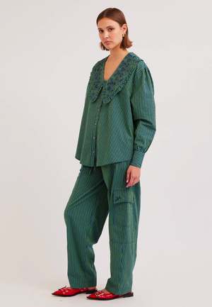DAMSON MADDER Fontaine Blouse - Blue/Green Stripe | Garmentory