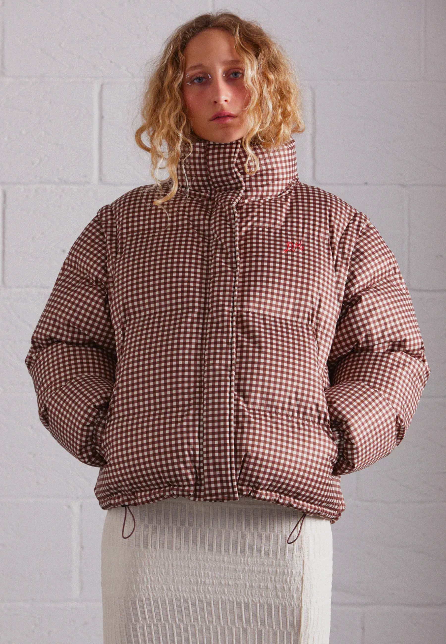 DAMSON MADDER Jennifer Check Puffer Jacket Choc
