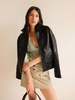 all row Faux Leather Moto Jacket - Black - Thumbnail 1
