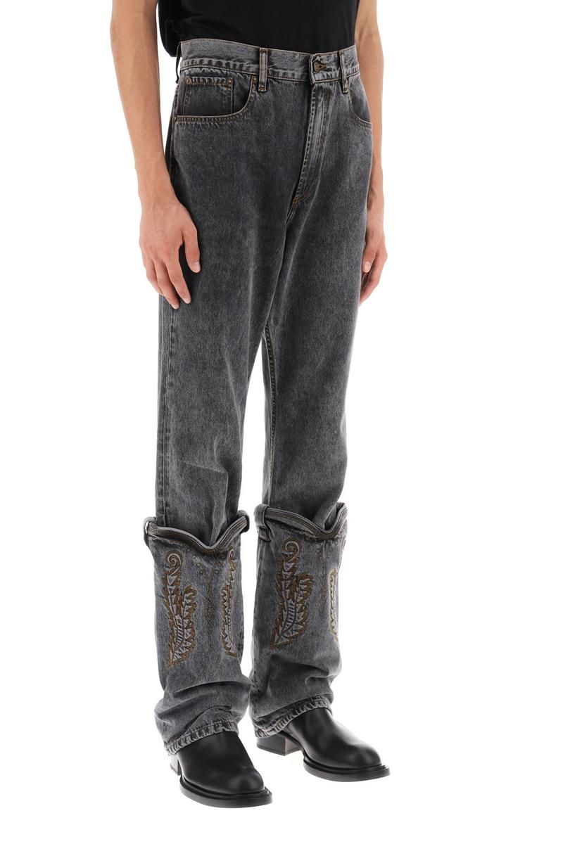 Y/project evergreen mini cowboy cuff jeans - Black | Garmentory