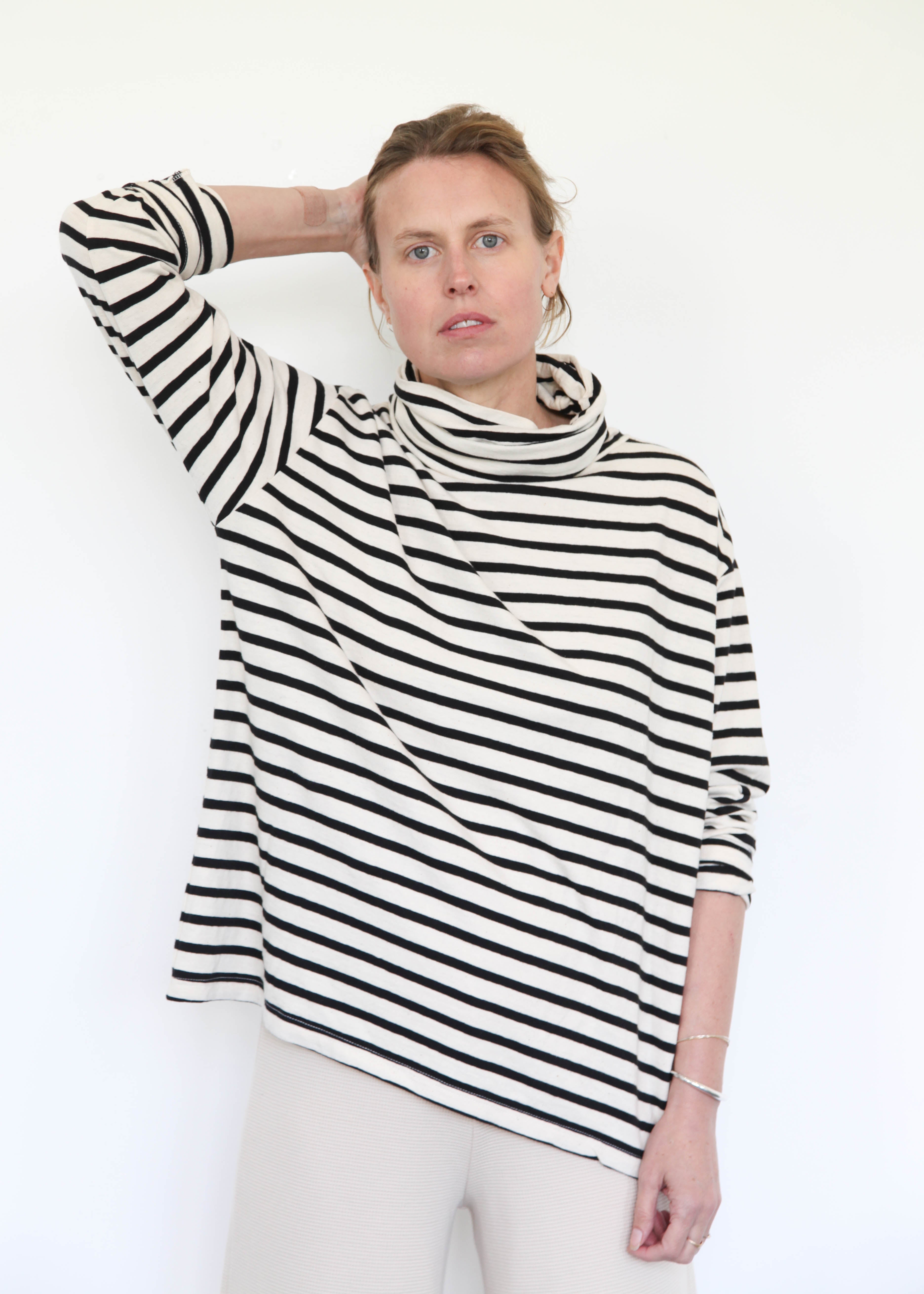 Sweaters for Women Turtleneck Striped Rib Knit Casual Loose