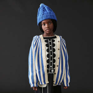Kids Misha & Puff Circus Stripe Hooded Cardigan - Blueberry