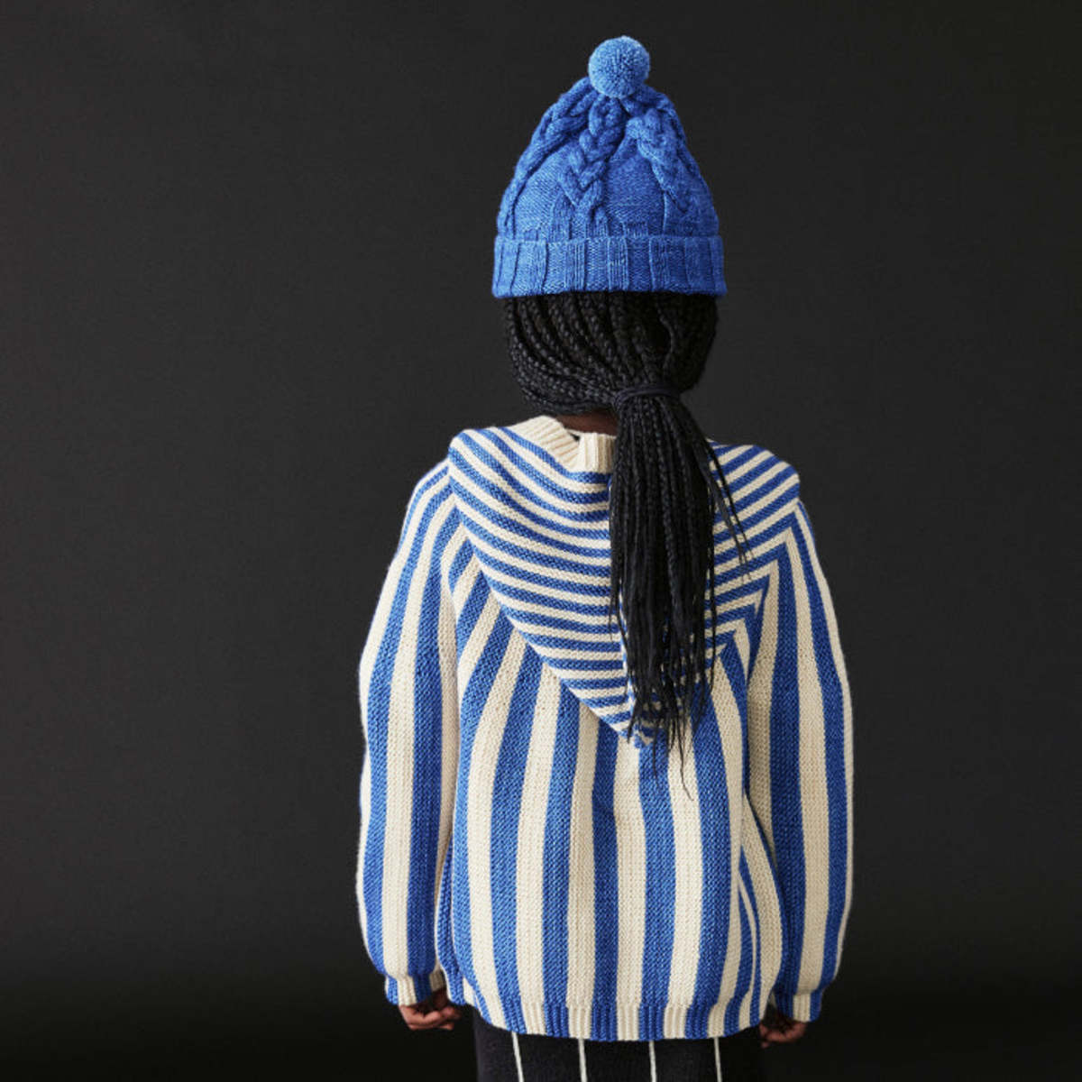Kids Misha & Puff Circus Stripe Hooded Cardigan - Blueberry