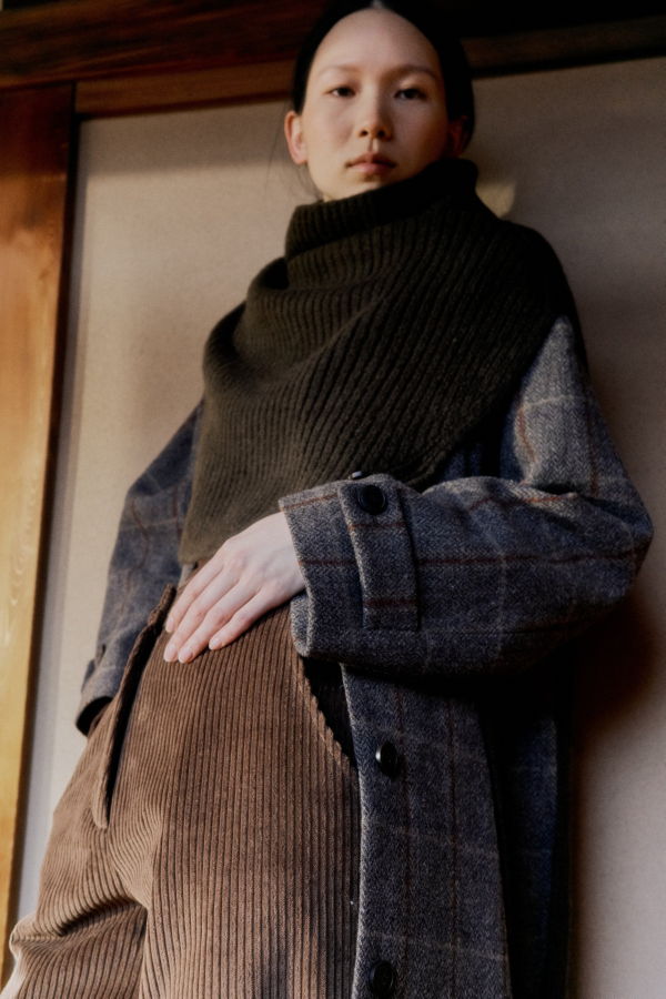 Mijeong Park Single Breasted Long Coat - Brown Plaid