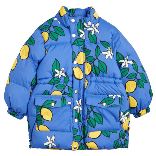 mini rodiniレモン柄中綿コート 92-98センチ Kids Mini Rodini Child Lemons Heavy Puffer Jacket - Blue | Garmentory