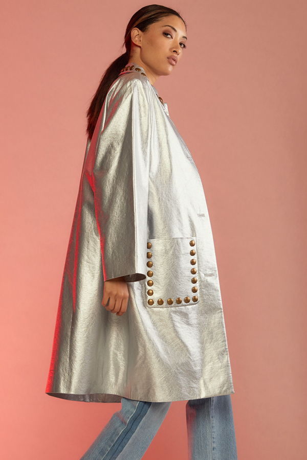 Cynthia Rowley  Vegan Studded Leather Coat