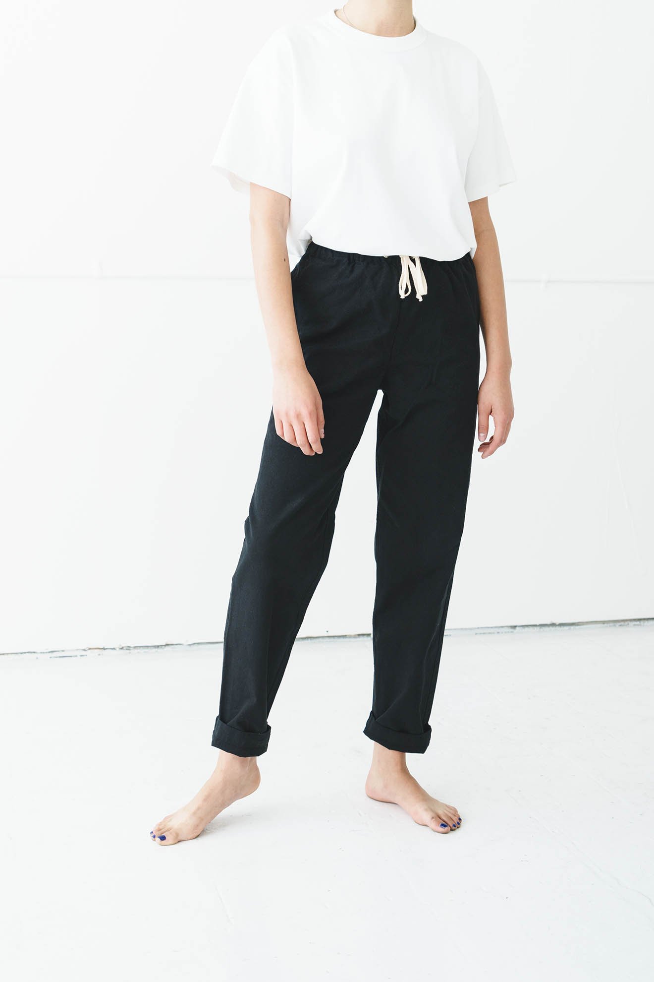 Ijji Drawstring Pants - True Black 