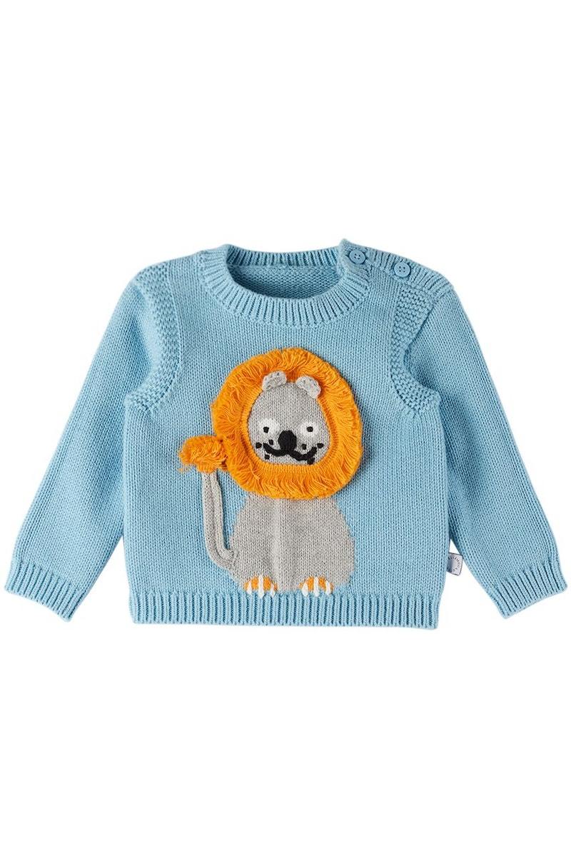 Kids STELLA MCCARTNEY Baby Lion Sweater - Blue | Garmentory 