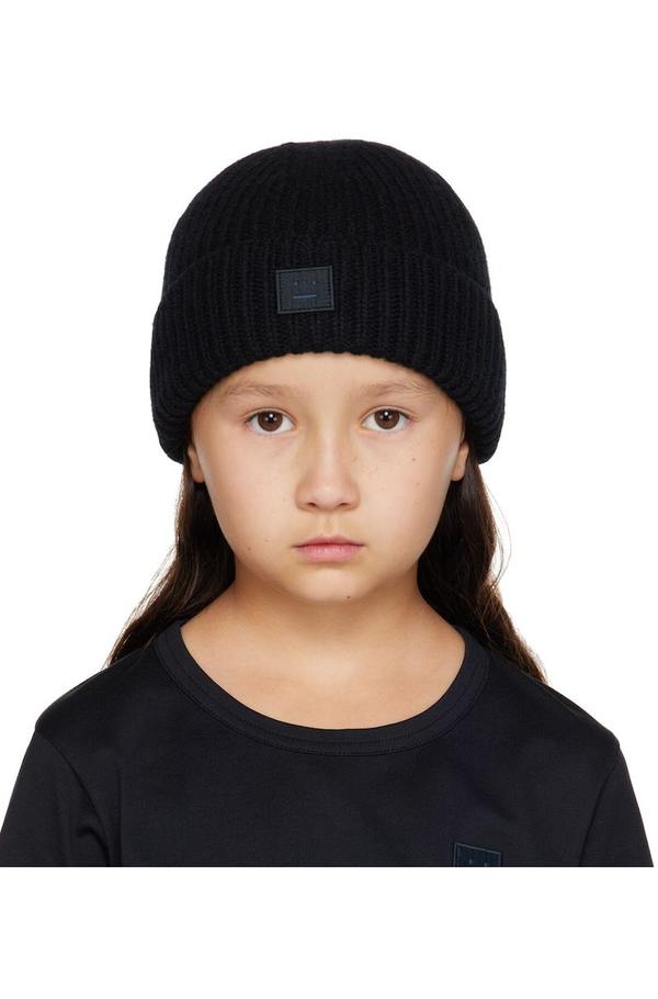 Acne Studios Kids Black Patch Beanie Garmentory