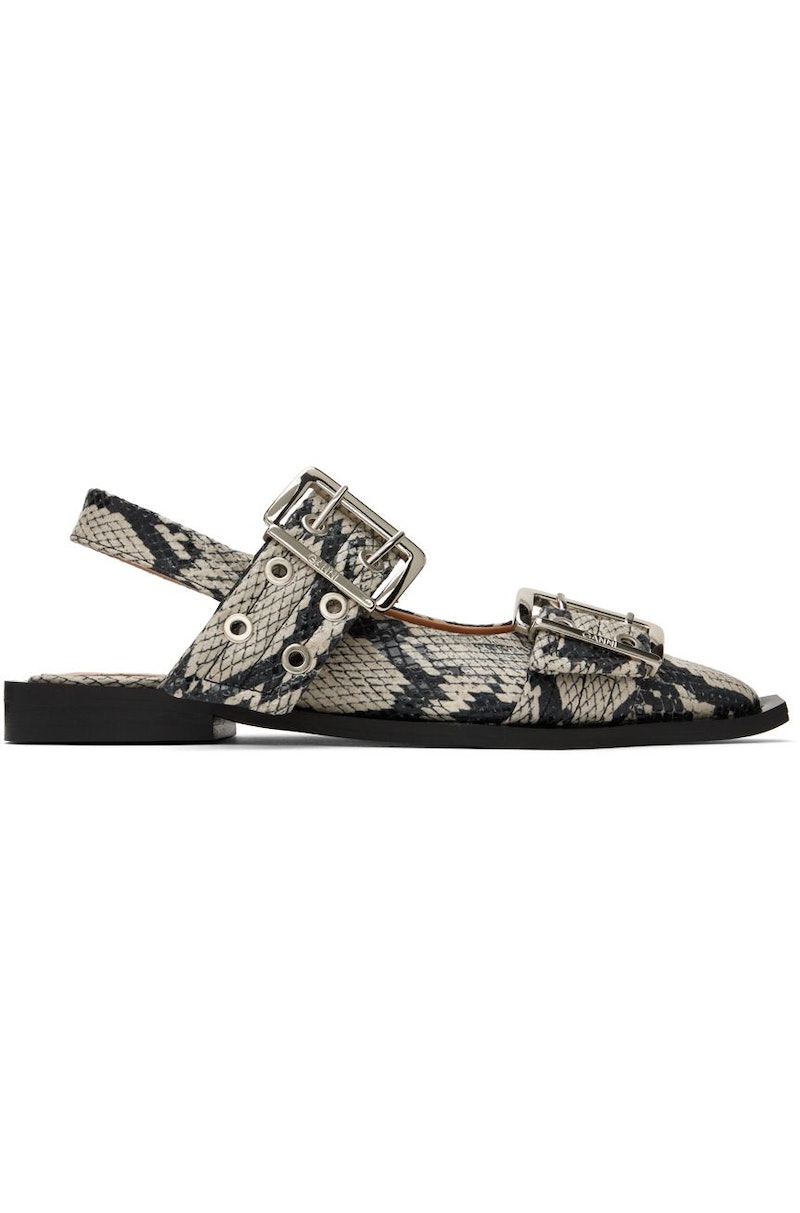 Ganni Chunky Buckle Ballerina Flats - Beige | Garmentory