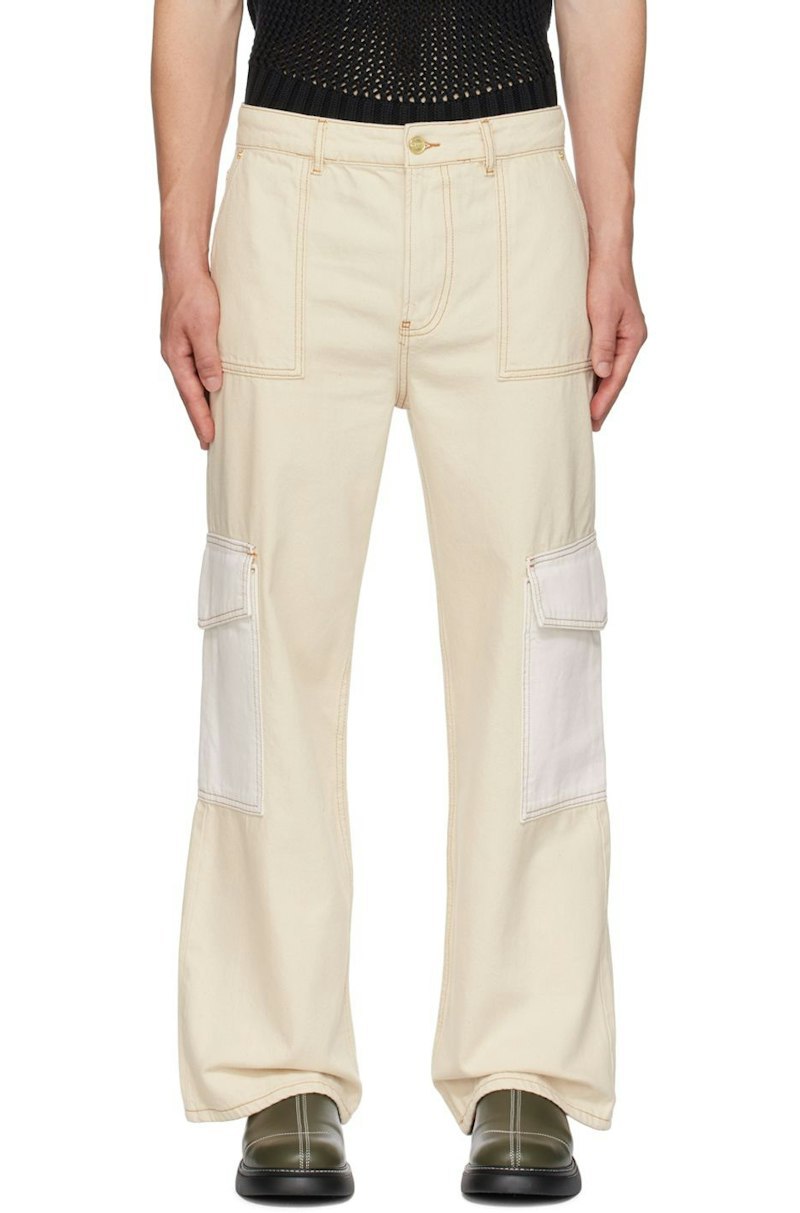 パンツ Off-White FW22 CARGO PANTS (OWCF015_F22FAB0023600) Off-White Ow Emb Drill wide-leg Cargo Trousers | Neutrals