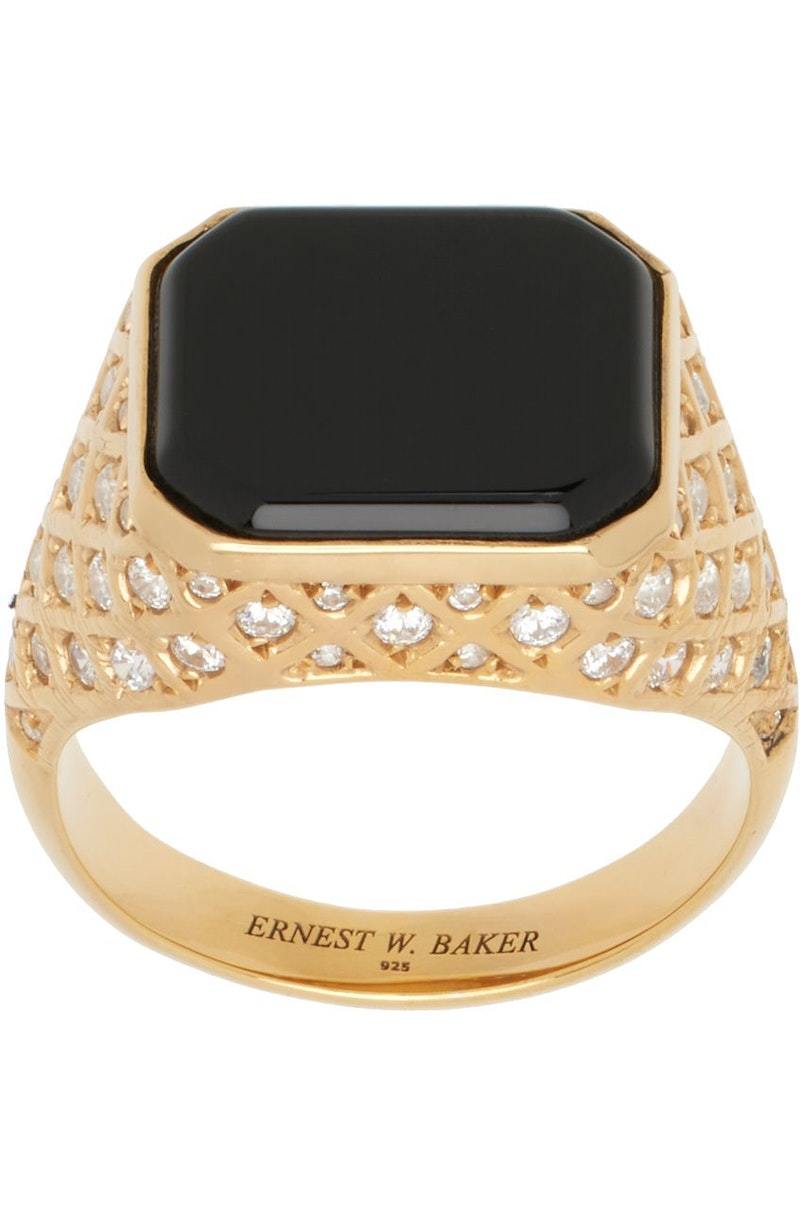 小物 ERNEST W.BAKER GOLDSTUDDEDQUILTEDGLOVES Ernest W. Baker Gold Diamond Quilted Stone Ring | Garmentory