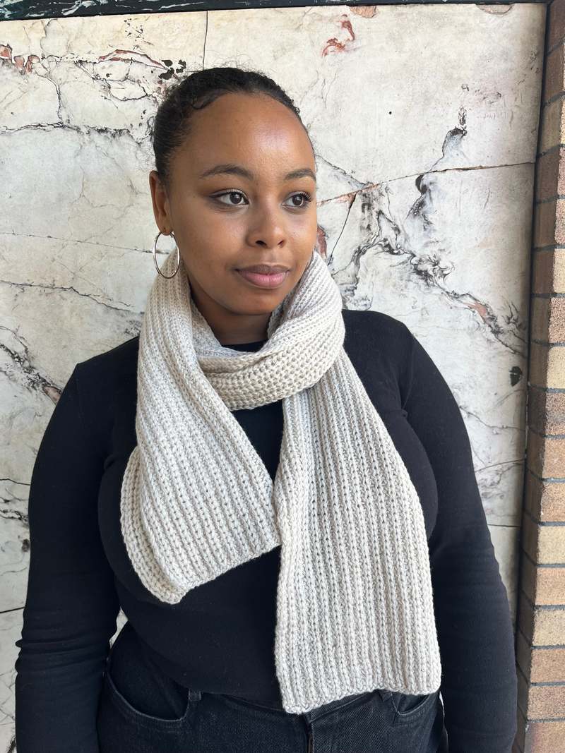 Dinadi Handknit Merino Rib Scarf | Garmentory
