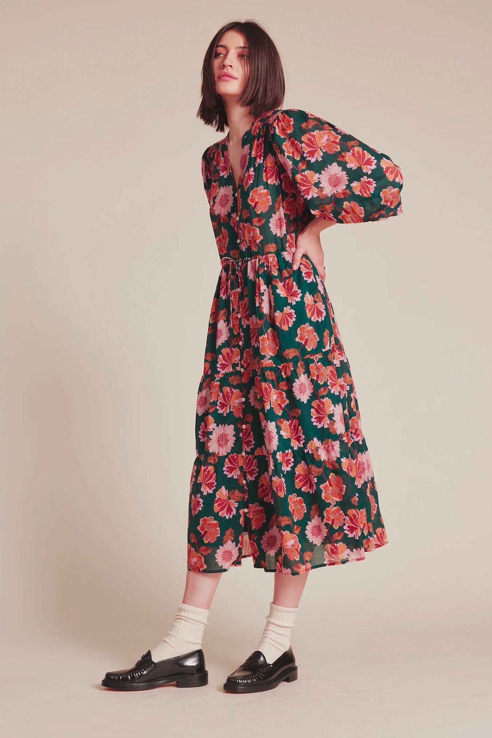 strapless open back dress Carly Red Floral Maxi Dress | Women's Clothing