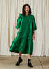 Ali Golden Taffeta Peasant Dress - Kelly Green - Thumbnail 1