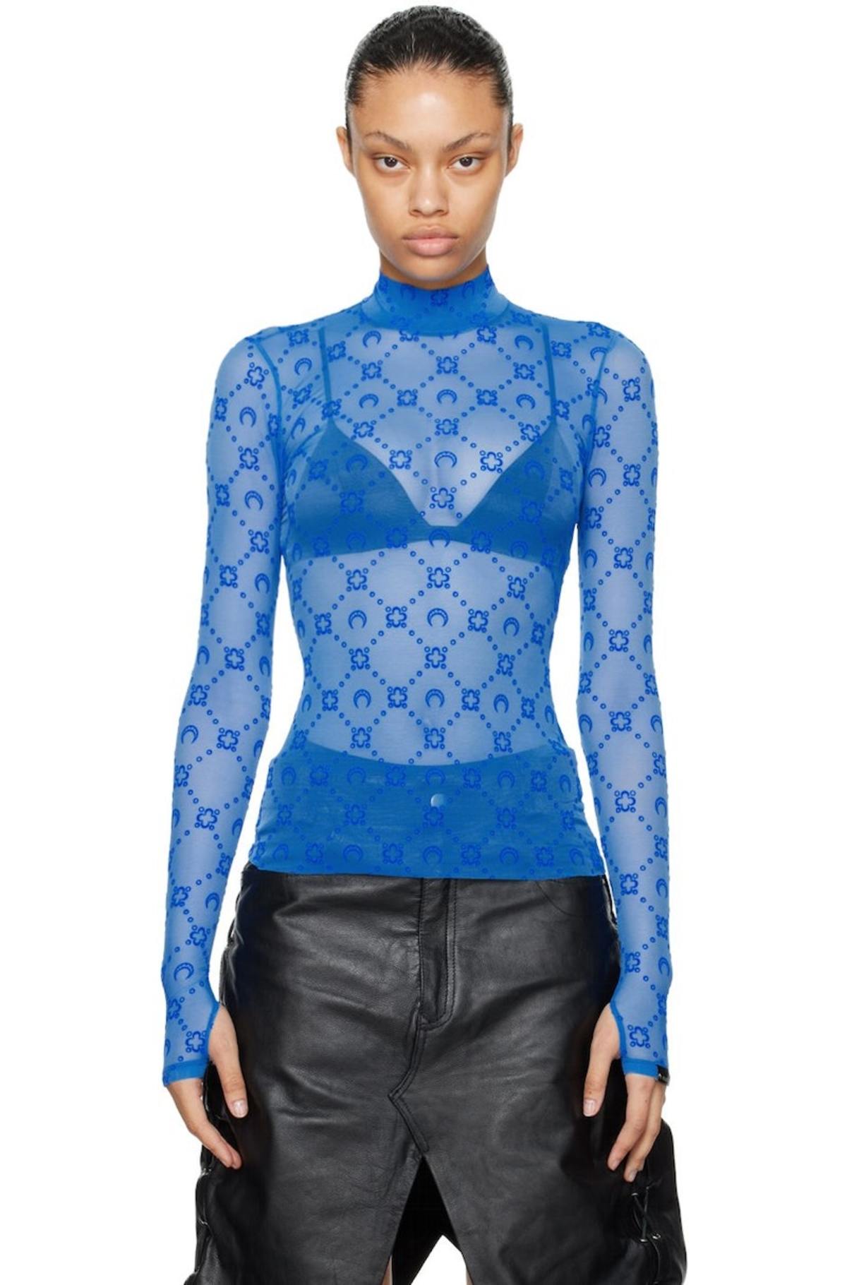 Marine Serre SSENSE Exclusive Blue Turtleneck | Garmentory