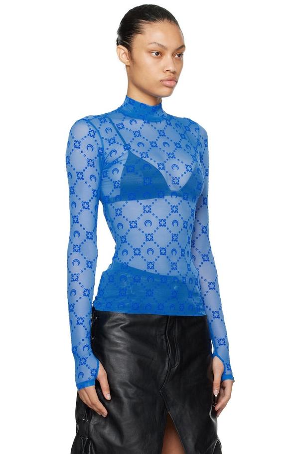 Marine Serre SSENSE Exclusive Blue Turtleneck | Garmentory
