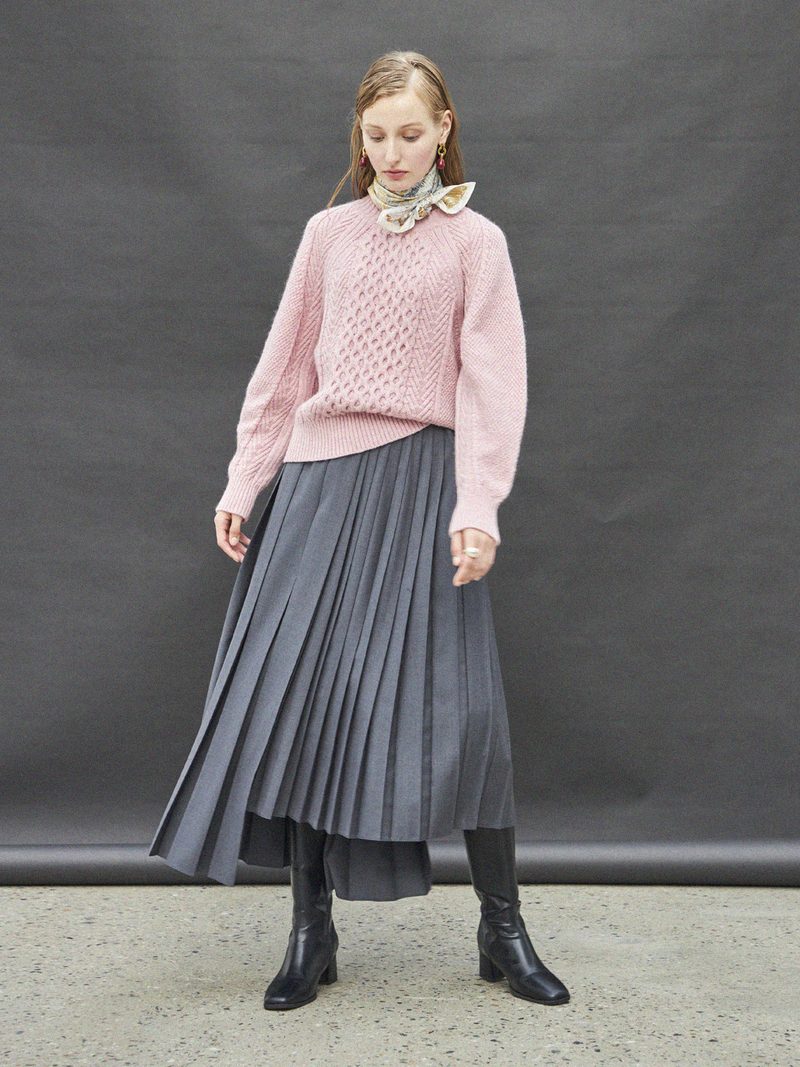 Maison De Ines Unbalanced Pleats Skirt - Gray | Garmentory 