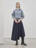 Maison De Ines Unbalanced Pleats Skirt - Navy - Thumbnail 4