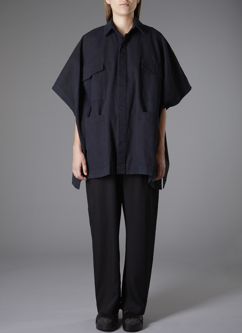 Grei 4 Pocket Shirt Poncho In Black Indigo | Garmentory