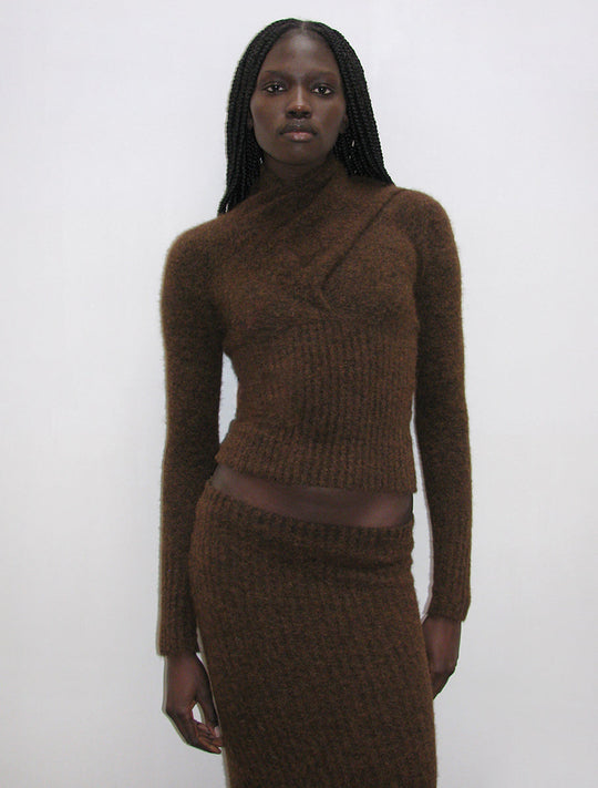 FICO-Knit-Boucl-Top---Brown-