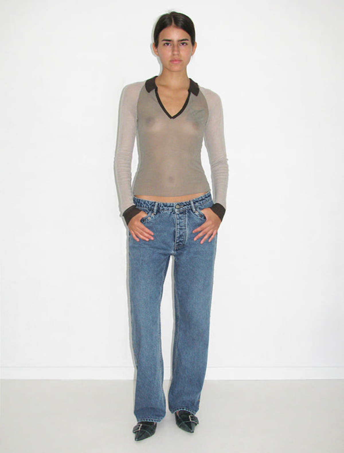 トップス Paloma Wool | Torrentbo Paloma Wool Torrentbo Open Collar Top - Grey | Garmentory