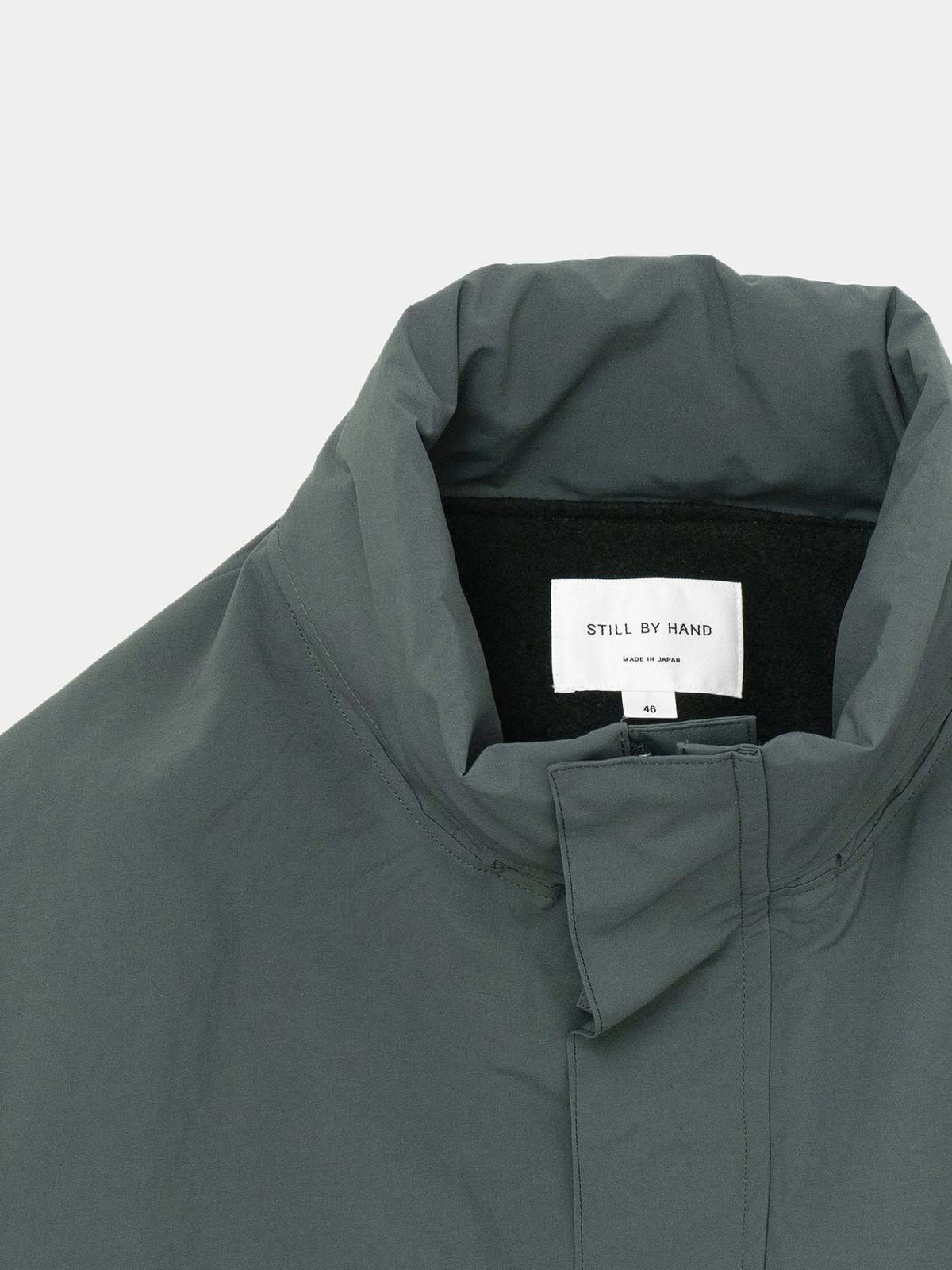 Still By Hand Stand Collar Field Jacket - Blue Grey | Garmentory