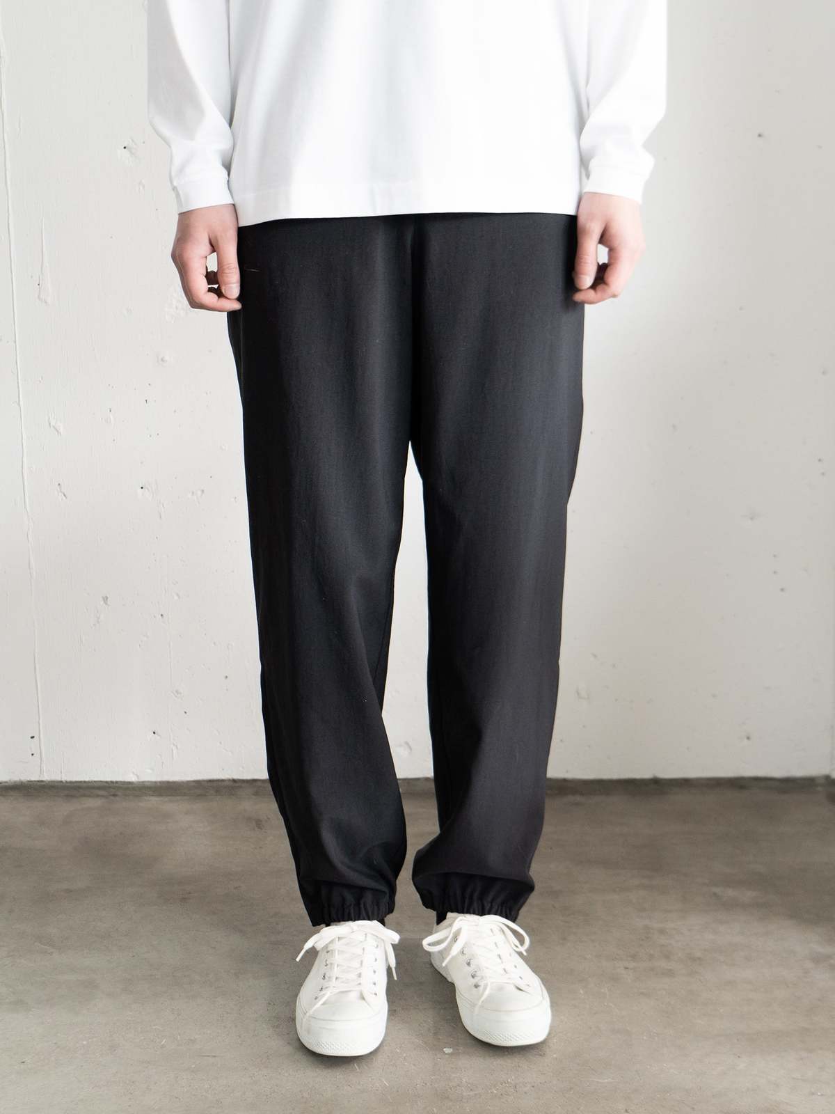 Zipped-Hem-Nylon-Pants-Black-