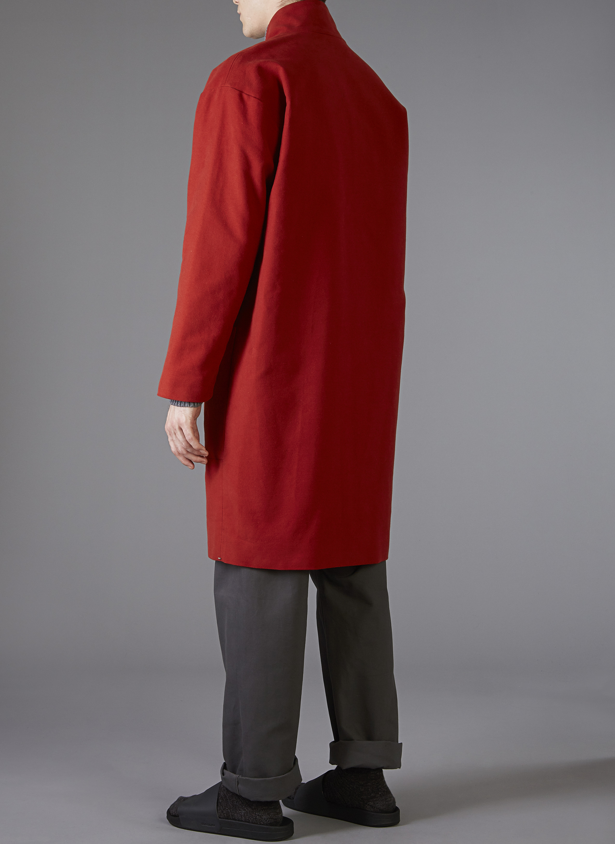 Grei Moleskin Crossover Overcoat In Rust Garmentory