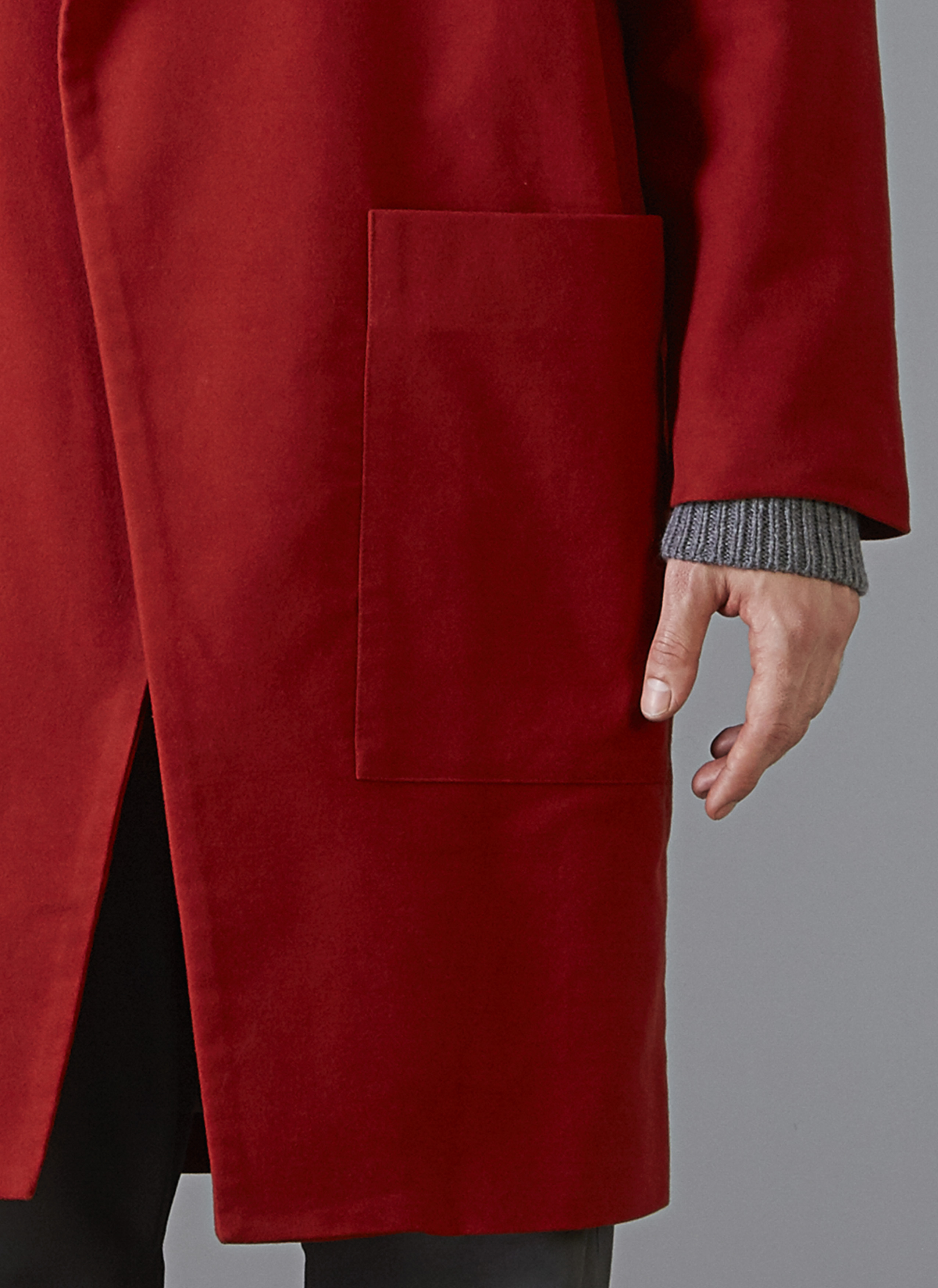 Grei Moleskin Crossover Overcoat In Rust Garmentory