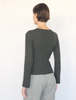 Paloma Wool Valeria Knit Fold Over Top - Dark Khaki - Thumbnail 5