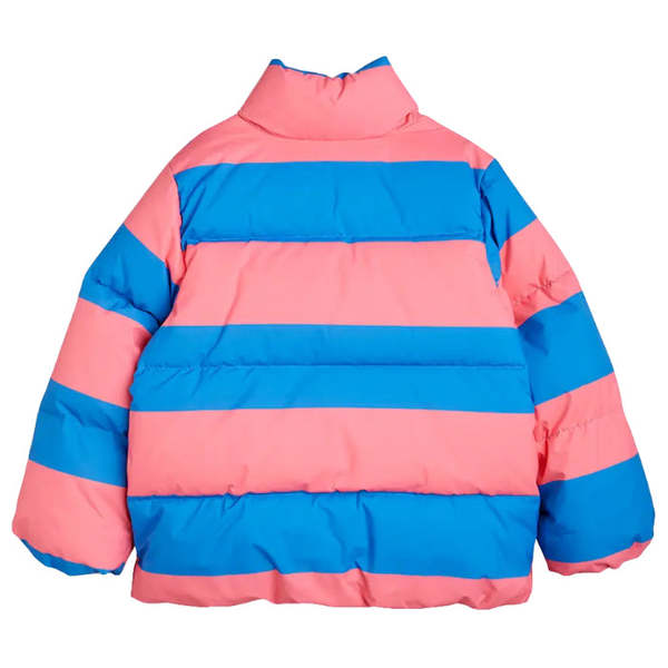 Mini Rodini Child Puffer Jacket Pink And Blue Stripes | Garmentory