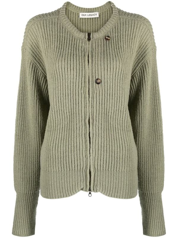 トップス OUR LEGACY ZIP WRAP CARDIGAN Zip Wrap Cardigan in Refined Green Quotidin Wool – SVRN