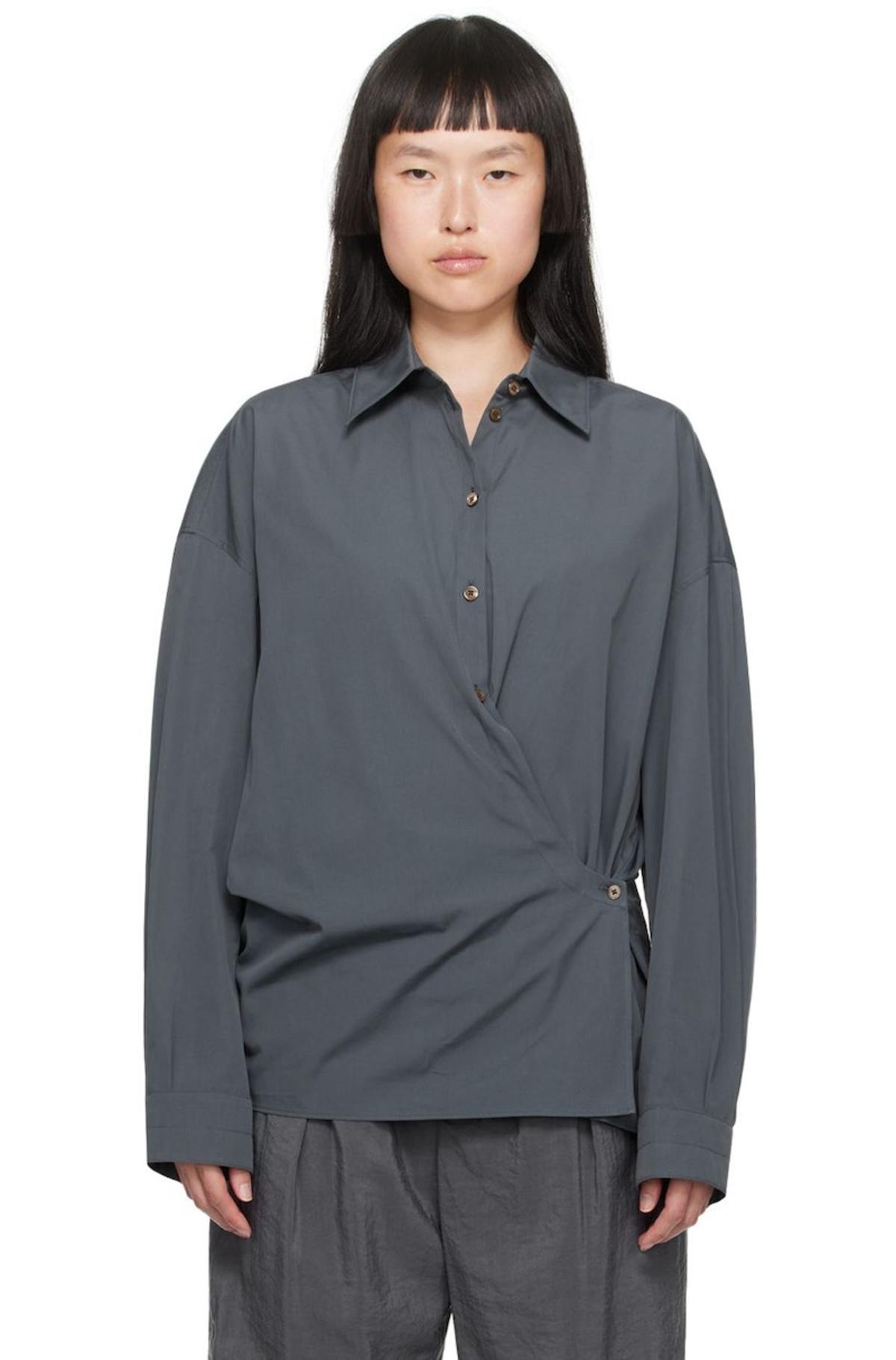 トップス 22SS LEMAIRE ADJUSTABLE TWISTED SHIRT Lemaire Twisted Shirt - Gray | Garmentory